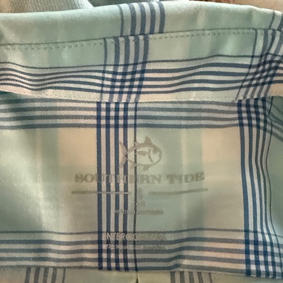 Southern Tide Boys Green and Blue Plaid Shirt size small 6/7 - Picture 3 of 3